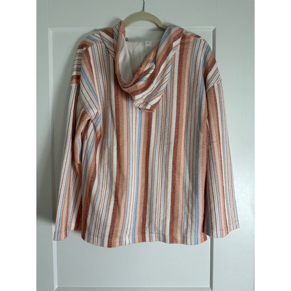 Roxy Womens Waves and Rays Hooded Poncho Sweater Striped Size Medium - Picture 7 of 9